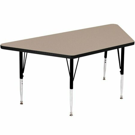 CORRELL adjustable trapezoid table: 46'' x 20'', 19''-29'' high, premium laminate sand finish. 384A2448TR54